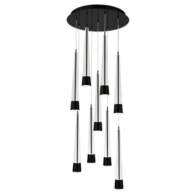 Luminaire suspendu grappe 9 lumières DEL Quill
