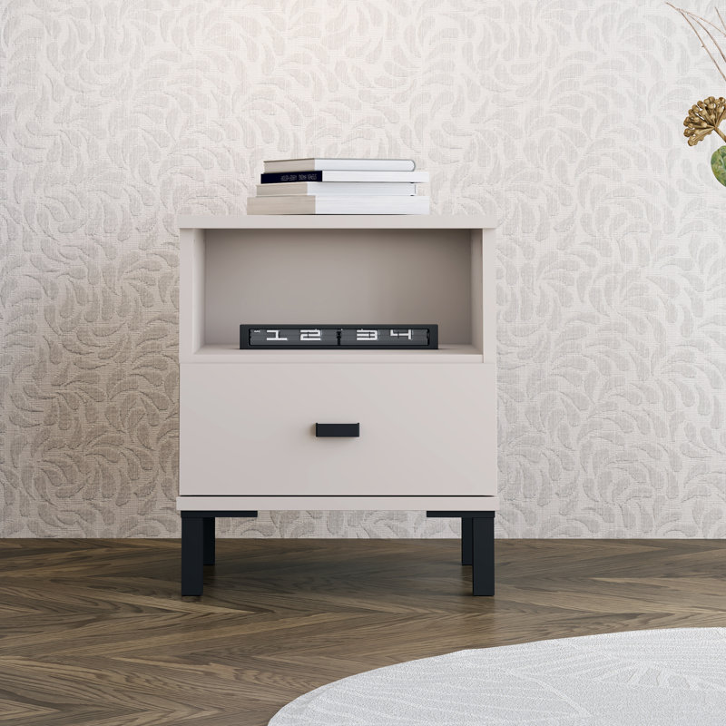 SALAMIS Bedside table, Opaque White, Cream