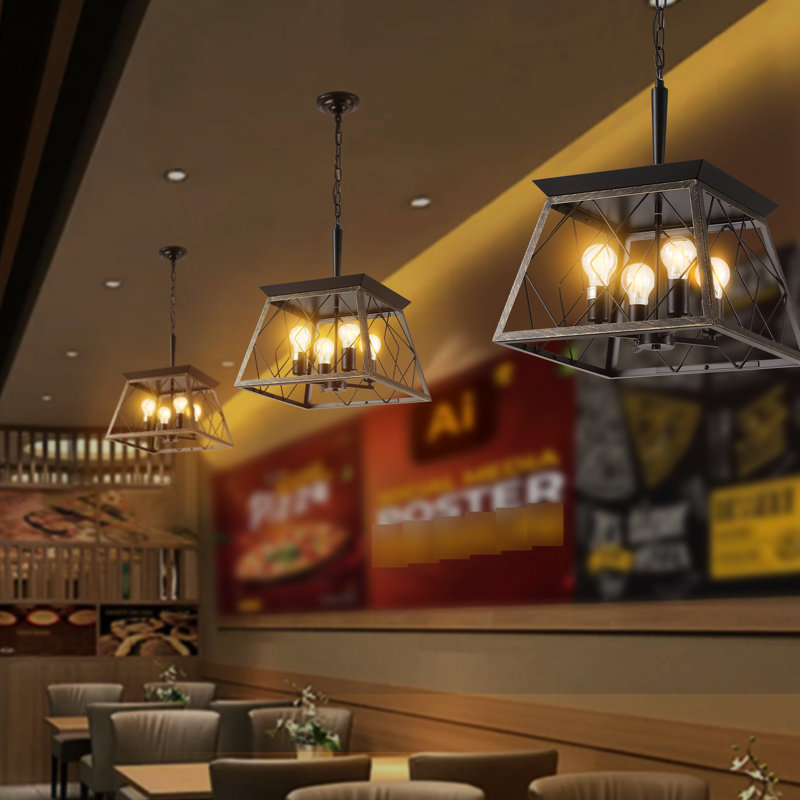 4 - Noir doré rétro - Luminaire antique pour la salle à manger de cuisine réglable avec chaîne