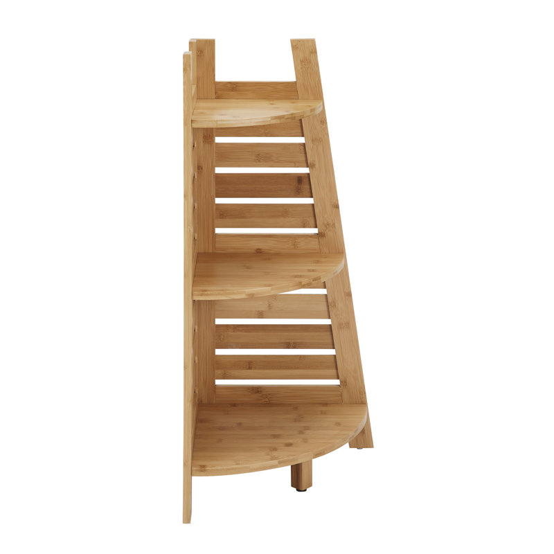 Tablettes d'angle en bois de bambou massif Ayden