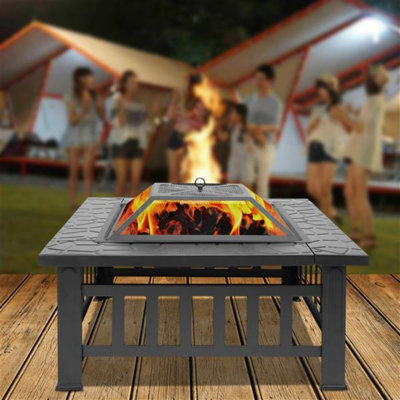 Kloss Square Steel Fire Pit with Lid