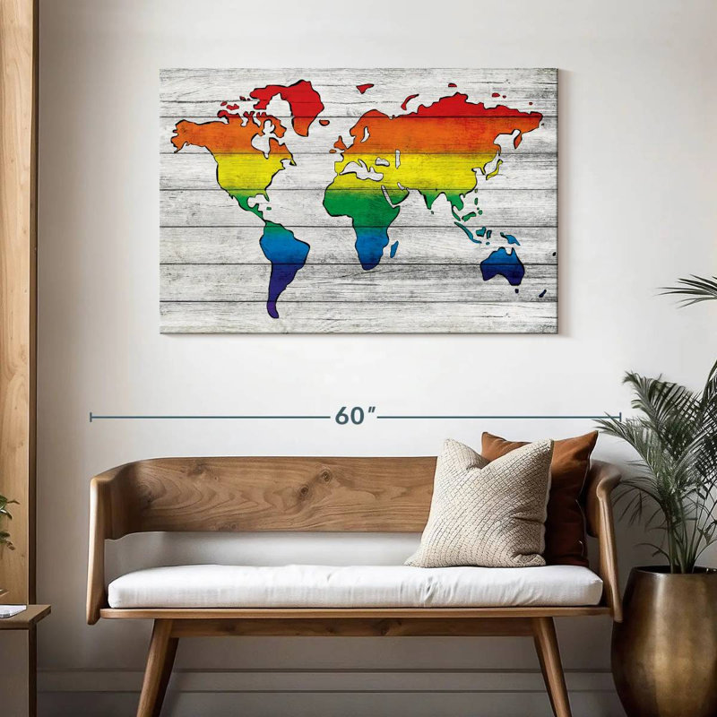 Carte du monde Aliaz Pride, H 30 po x l 45 po