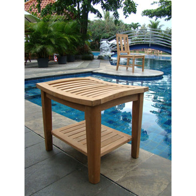 Grade A Teak Wood  Shower / Bath Room / Pool / Spa Stool Bench With Shelf Outdoor Patio