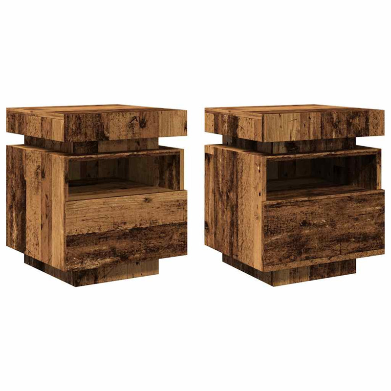 Brandace 39cm W Engineered Wood Bedside Table, Old Wood