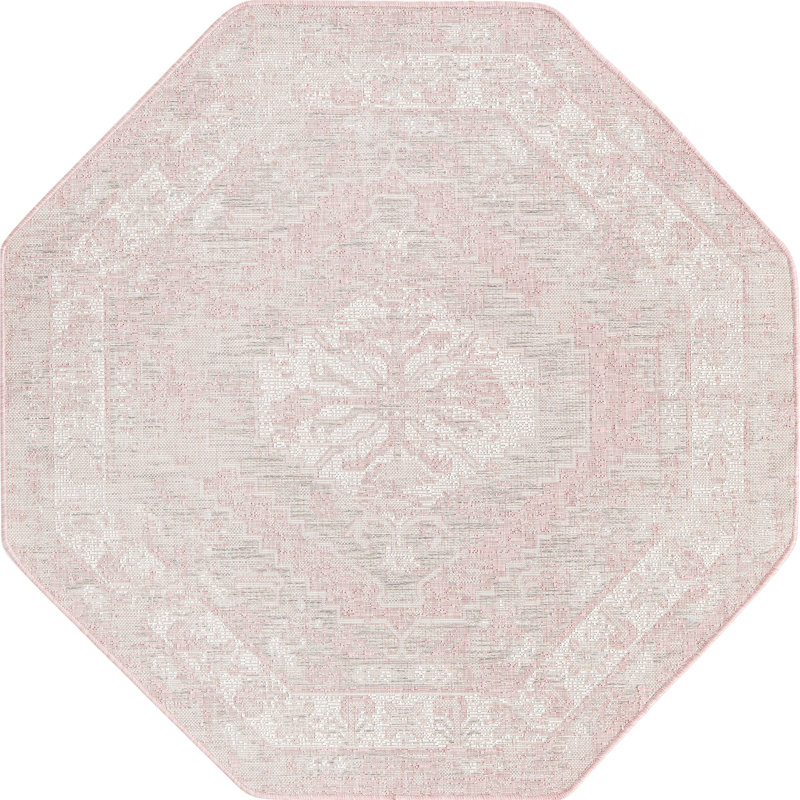Tapis d'extérieur couleur nil rose, Octogone 5 pi 3 po x 5 pi 3 po