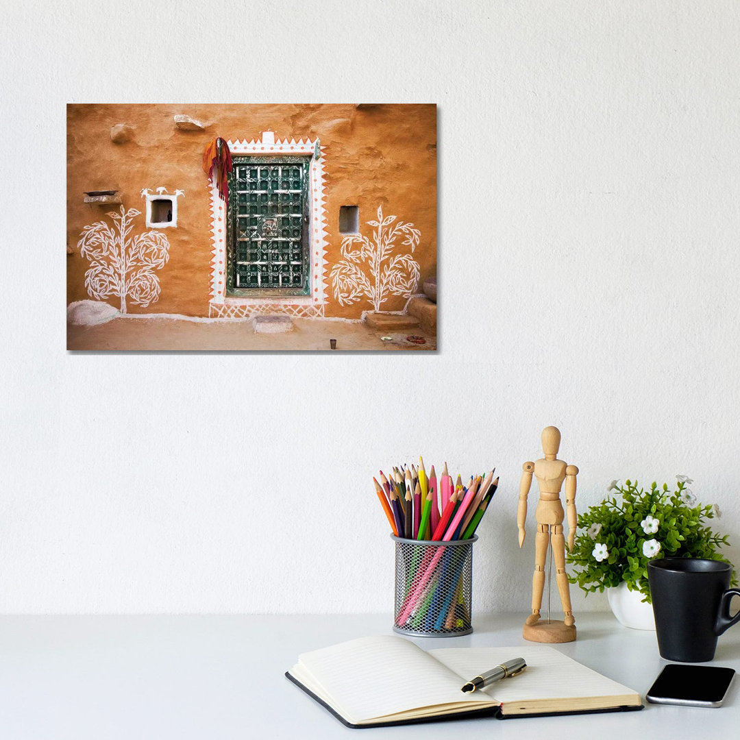 India, Rajasthan, Traditional Desert House Exterior. by Jaynes Gallery - Wrapped Canvas Painting