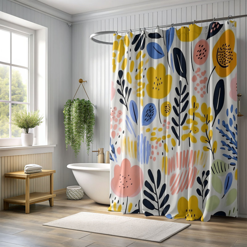 Rideau de douche Vintage Flowers - Premium, H 74 po x l 71 po