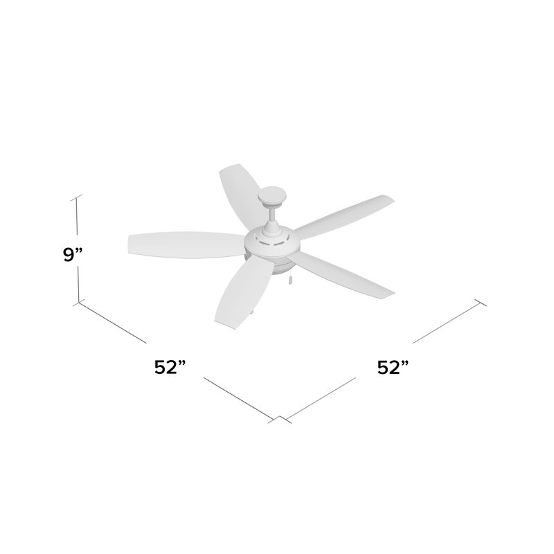 52'' Ceiling Fan with Light Kit, Brushed Polished Nickel with Dark Oak Blades