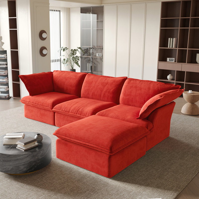 Canapé modulaire Sky en velours Sky, Rouge