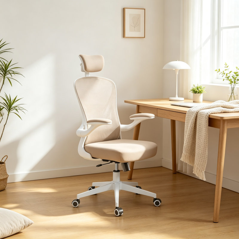 Task Chair, White/Khaki