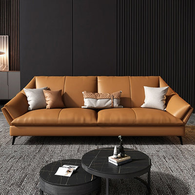 Orange Genuine Leather Standard Sofa cushion couch