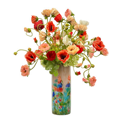 Poppy Hydrangea In A Painted Vase