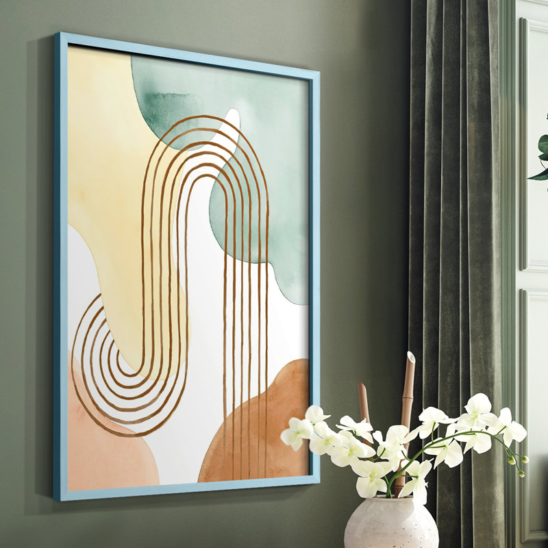 Spring Shapes I Framed Print - Solid Wood, Blue Single Picture Framed, 10" H x 8" W
