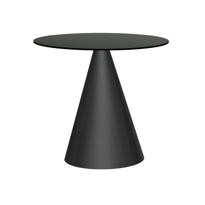 Bedminster Round Glass Top Metal Base Dining Table, Black, Black, 72.8cm H x 80cm W x 80cm L
