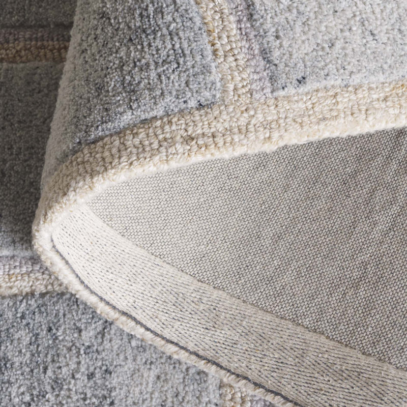 Pierre 102 Hand Tufted Pet/Cotton Geometric Indoor Use Only Rug in Beige/Gray, Rectangle 5' x 8'