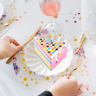 Triangles Cake Shape Birthday Party Creatives Gift Box Multicolor Lovely Dessert Candy Table Candy Box