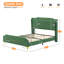 Structure de lit tapissier moderne, lit plateforme grand avec tête de lit à oreilles, revêtement en similicuir, aucun sommier nécessaire, silencieux, cadre de lit robuste pour la chambre à coucher, vert-1995801403-1995801401