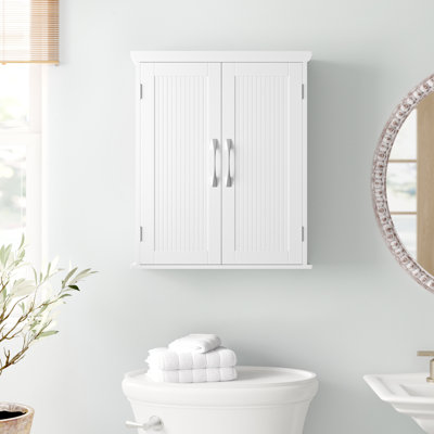 Cirencester Removable Two-Door Wall Cabinet with Beadboard Doors, Adjustable Shelf & Magnetic Latch for Bathroom or Laundry Storage