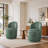 Upholstered Modern Green Chenille Barrel Swivel Side Dining Chair (Set of 2)-1380922948