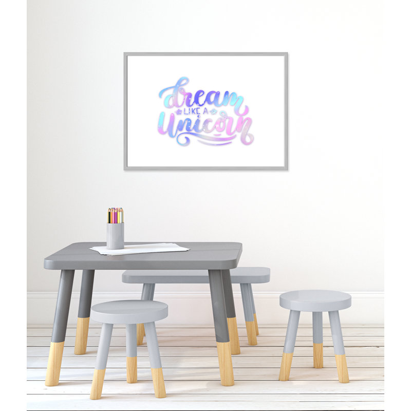 «Dream Like a Unicorn», impression sur papier, H 24,5 po x l 34,5 po x P 1,18 po, Encadré de boîte noir
