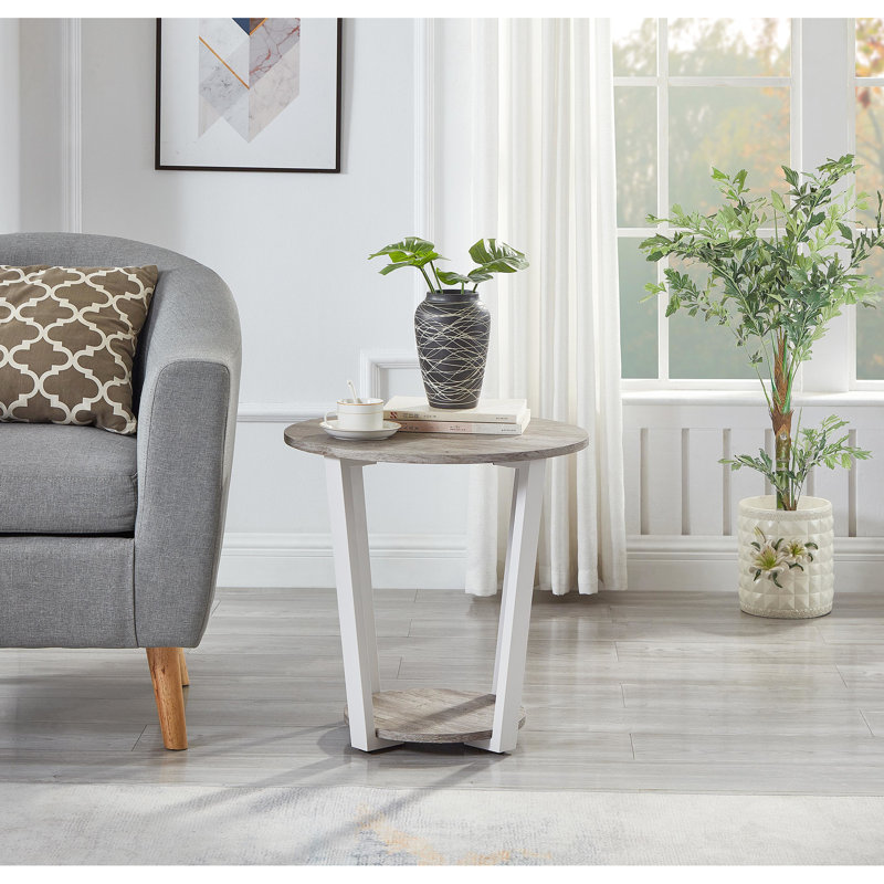 Table de bout ronde avec tablette grise de style contemporain. Fabriqué. 20dia. X H 20,5 po Rehaussez le décor de votre maison. Assemblage requis Gris. . Améliorez