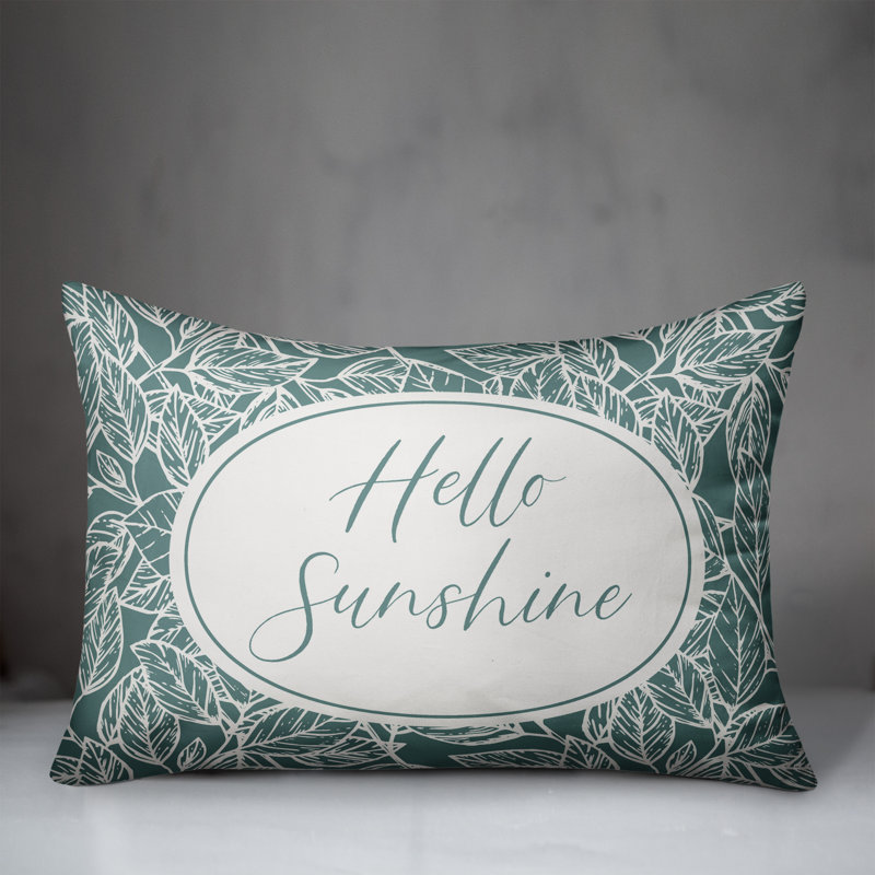 Housse de coussin rectangulaire d'extérieur Hello Sunshine, Bleu sarcelle