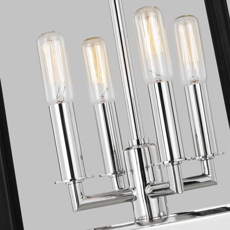 Lustre rectangulaire à 4 lumières Hadley, Nickel poli