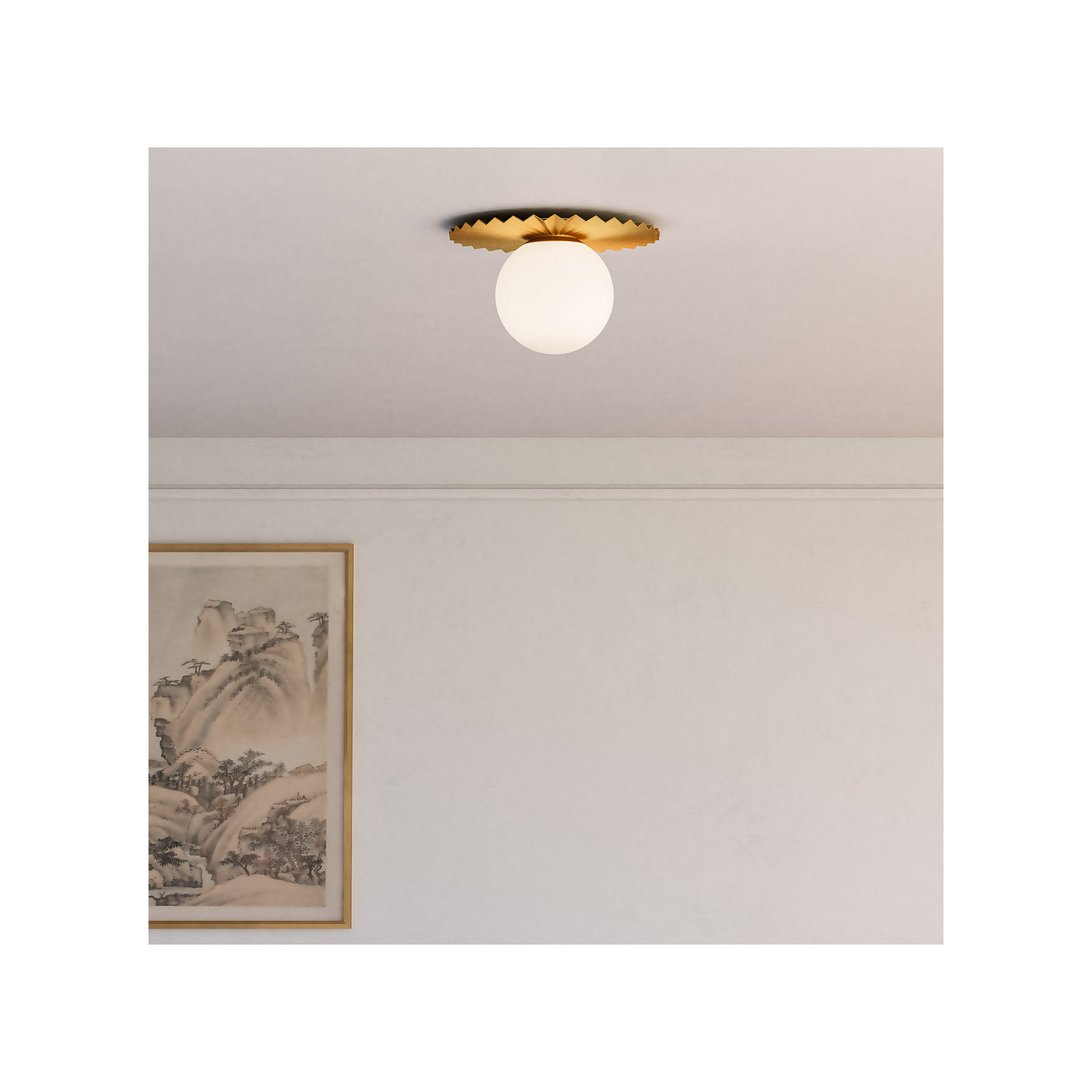 Laki Single Light Glass Flush Mount, Brushed Gold, 6.63" H x 11.88" W x 11.88" D