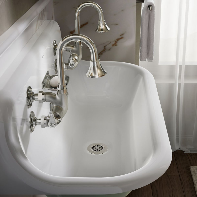 Brockway 36 In. Wall-Mount Utility Sink, White/Gray