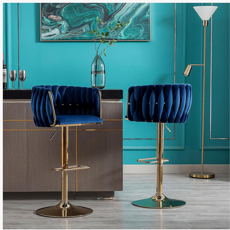 Tabouret pivotant à hauteur réglable Charolet, Bleu marine