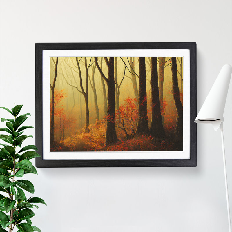 Uplifting Autumn Forest - Framed Print, 25cm H x 34cm W x 2cm D, Black