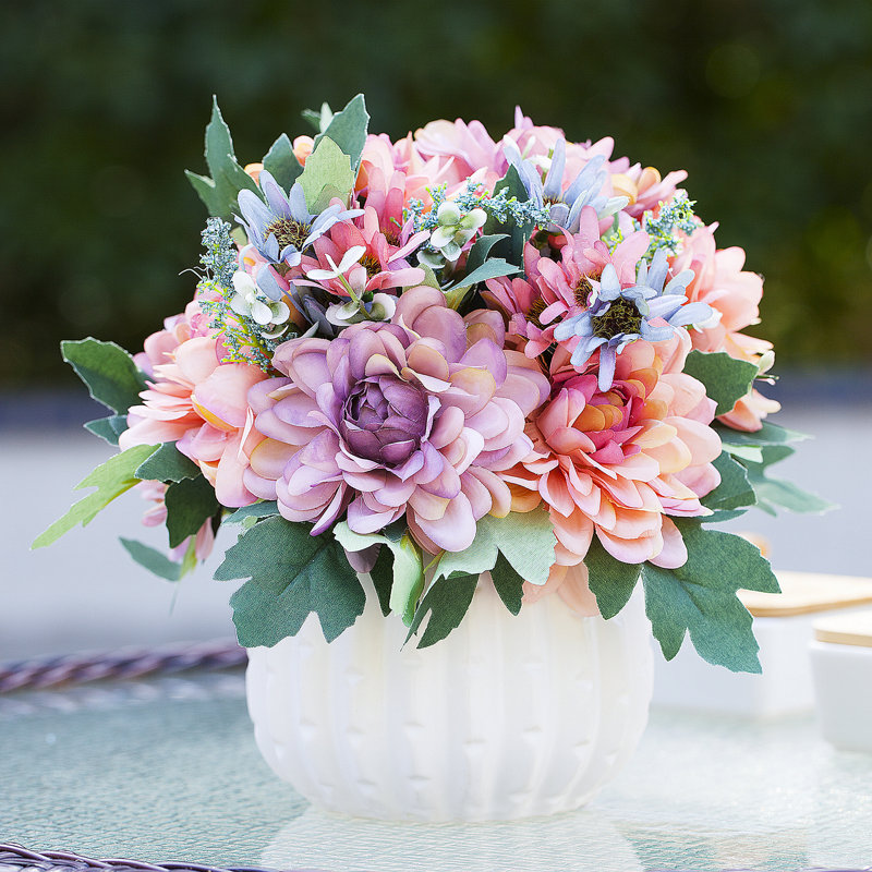 Arrangements floraux mixtes en pot, Mauve / Rose
