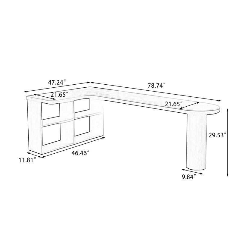 Bureau en bois massif en forme de L brun noisette, H 29,53 po x l 78,74 po x P 47,24 po, Retour à gauche
