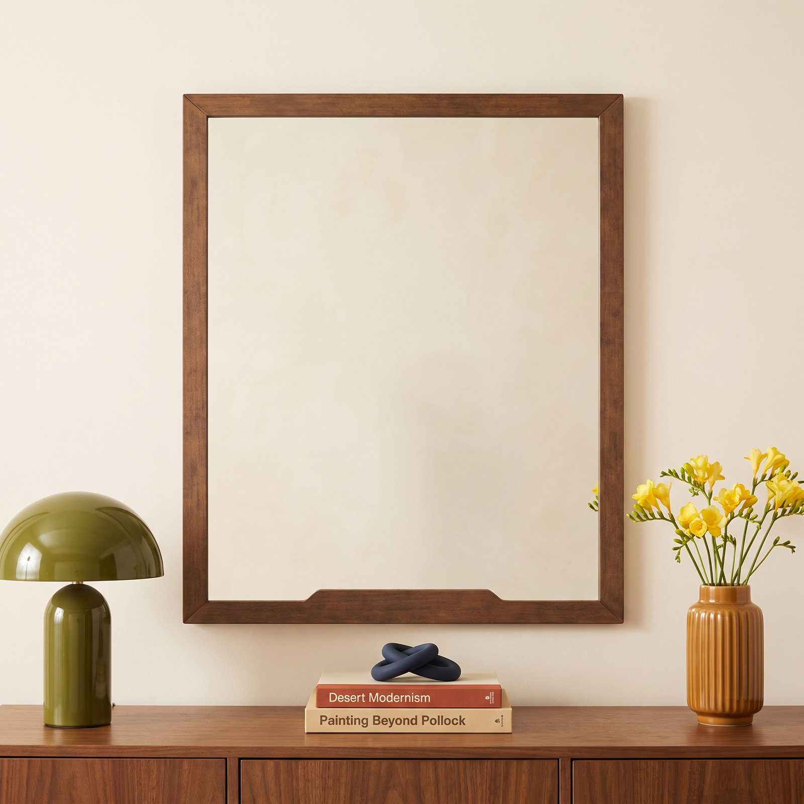 Glow Rectangle Wall Mirror, Walnut