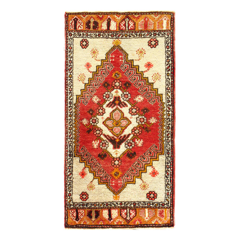 Tapis turc antique Oushak 1 pi 8 po x 3 pi 2 po