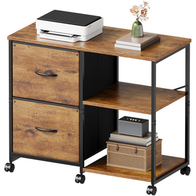Classeur latéral en tissu à 2 tiroirs Rustic Brown