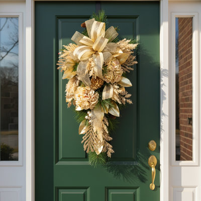 Glenda Cream Hydrangea and Pinecone Swag