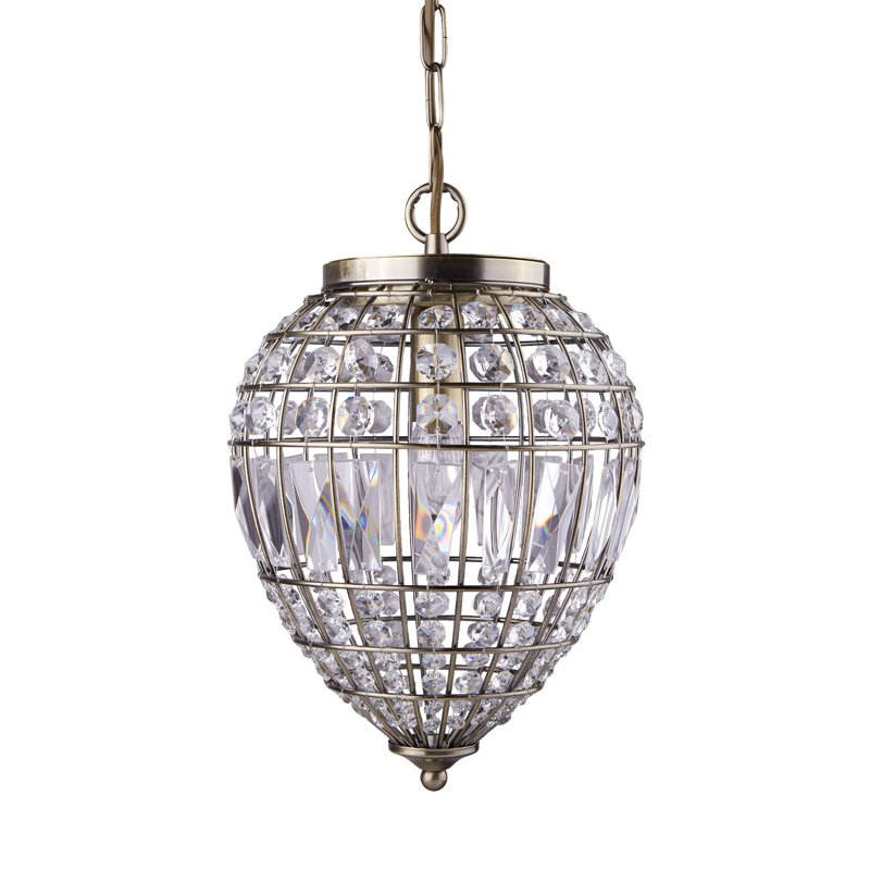 Kale 1 - Light Crystal Pendant, Antique Brass