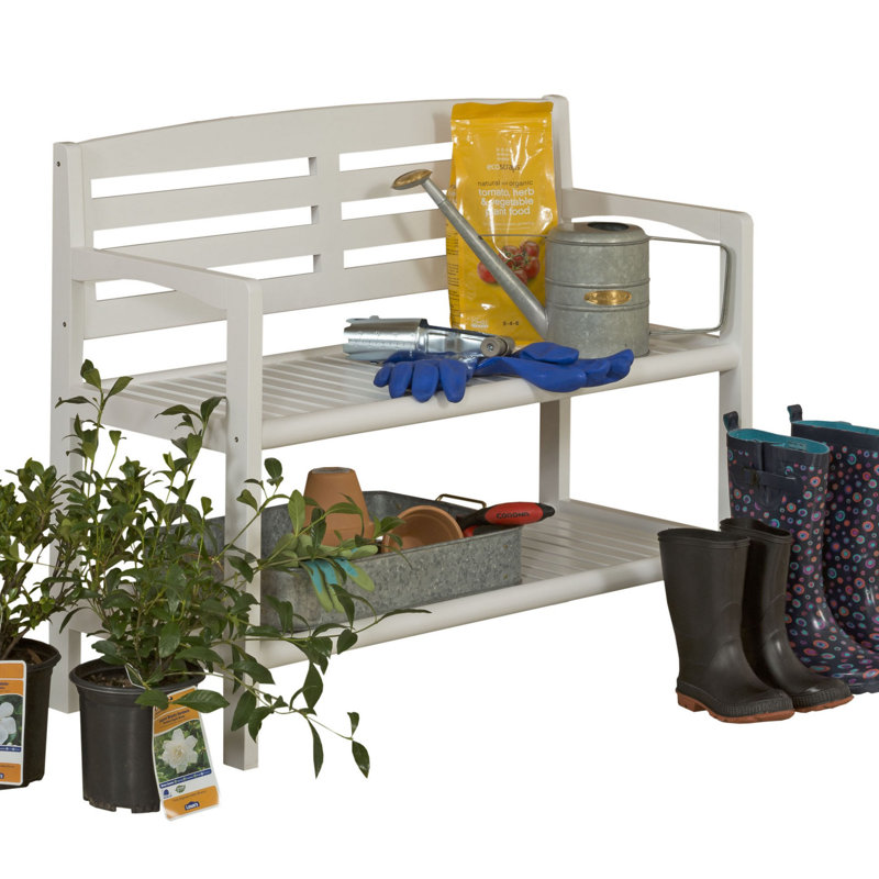 Deliza Upholstered Bench with Shoe Storage, White