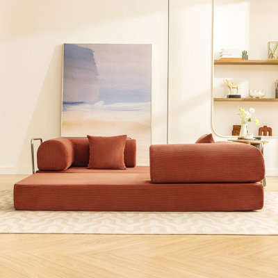 Adonia Foldable Three Person Corduroy Fabric Sofa Bed with High-Rebound Density Sponge