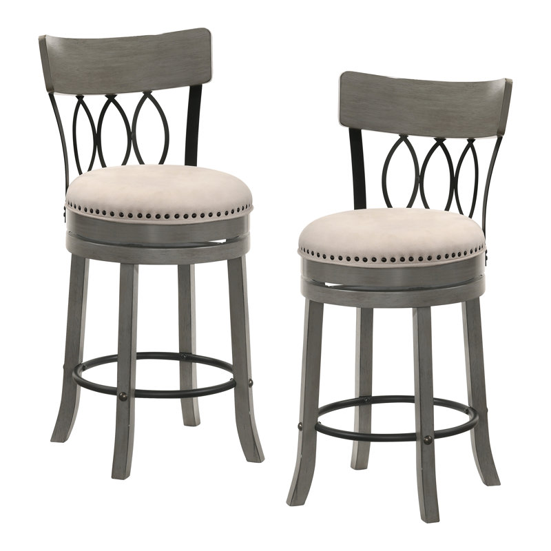 Ashritha Swivel 39.75'' H Stool, Light Grey, Counter Stool (24" Seat Height)