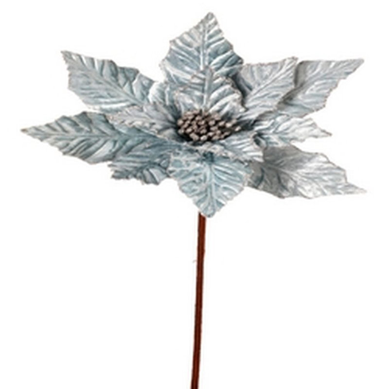 24 po (s) Velours bleu clair avec bord scintillant fleur de poinsettia