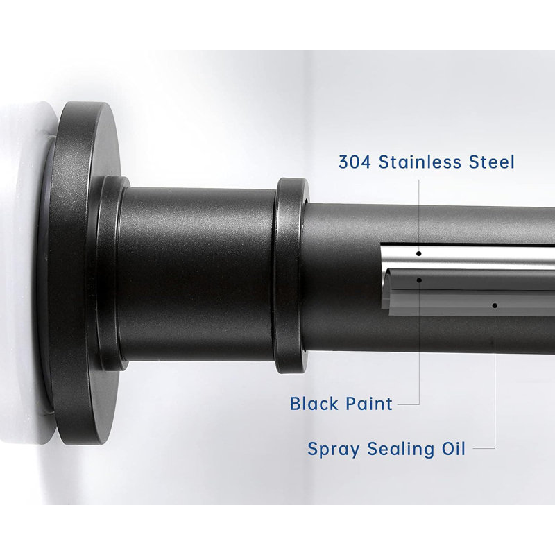 Adjustable Matte Black Stainless Steel Tension Shower Curtain Rod