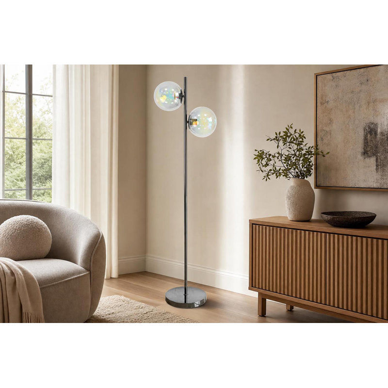 Lampe sur pied Celestial Radiance - bronze industriel - globes de verre iridescent