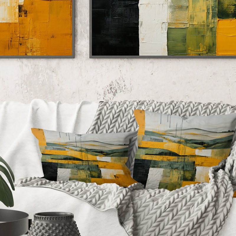 Coussin jaune et vert Pastoral