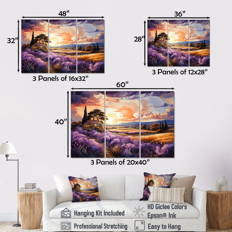 Toscane, Italie, campagne, ensemble de reproductions d'art mural, H 40 po x l 60 po x P 1 po