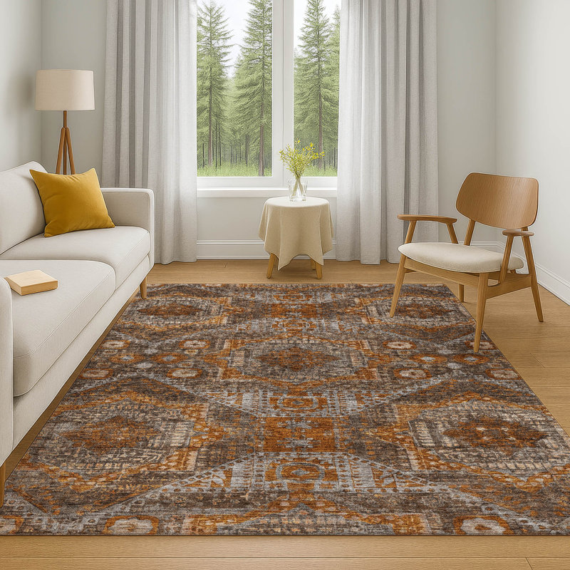 Premium Machine Washable Mayfield AMF1928 Global Rug, Rectangle 10' x 14'