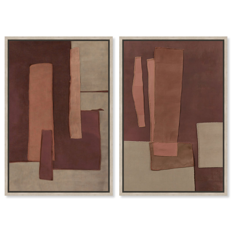 Ensemble de décoration murale bohème Raw Edge Duo par Art Remedy, cadre en chêne naturel, 16 x 24, 25"H x 17"W