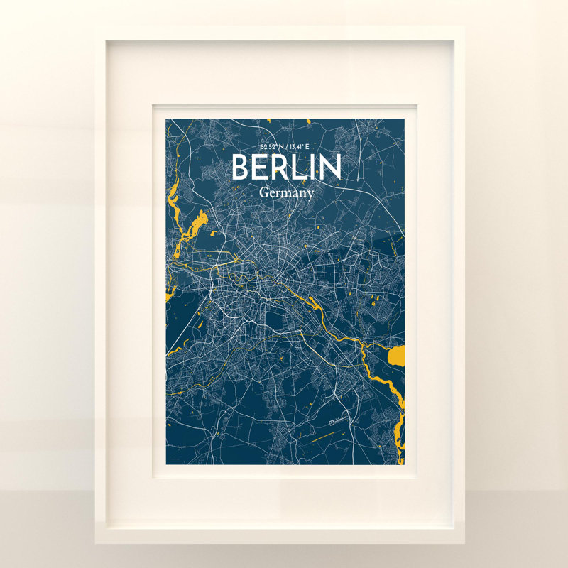 Berlin City Map in Amuse 1 Piece Wall Art, 24cm H x 18cm W x 0.05cm D