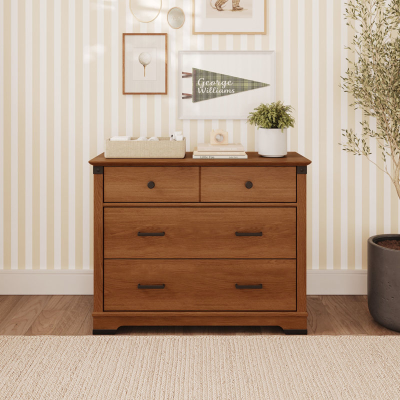 Commode 3 tiroirs Redmond, Cerisier Coach